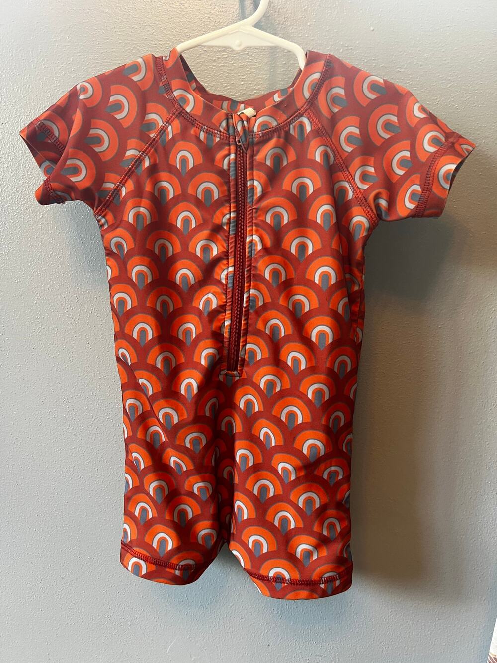 Kate Quinn Organics rainbow swim romper 2T